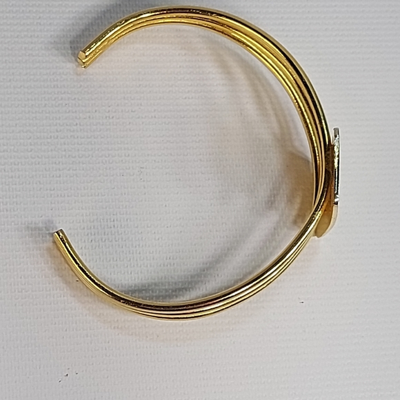 Enamel Elephant Triple Wire Gold Tone Open Cuff Bracelet - Picture 7 of 7